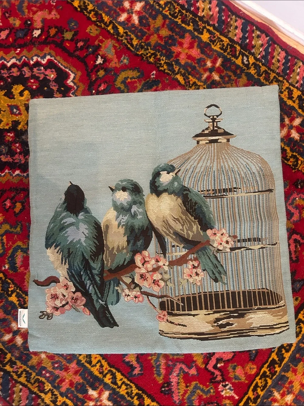 Pair of Westex Blue Bird Throw Pillow Cases 18